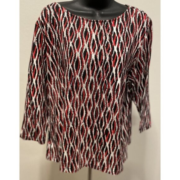 Ruby Rd. Favorites Top Size XL  Pullover 3/4 Sleeve Multicolor Print Blouse - Picture 1 of 8